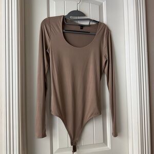 Express Taupe Scoop Neck Bodysuit